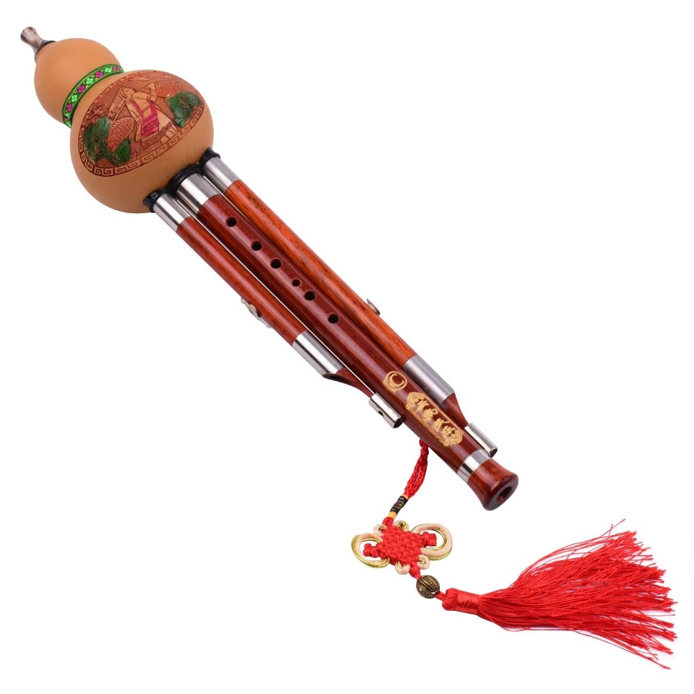 Musical Instrument With A - ขลุ่ยฮูลูซี 3 โทนคีย์ C ทำจากไม้เนื้อแข็ง เครื่องดนตรีจีนโบราณ