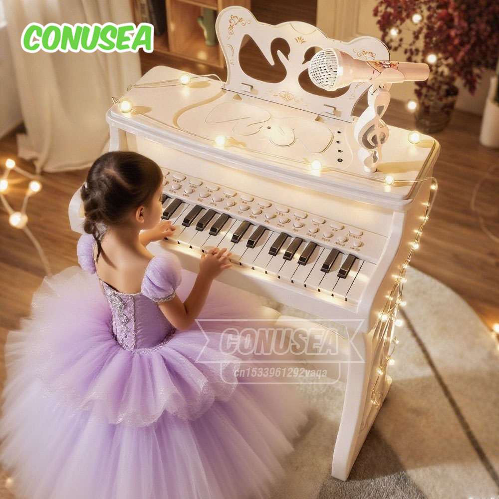 Musical Instruments Names - เปียโนอิเล็กทรอนิกส์สำหรับเด็กพร้อมไมโครโฟน คีย์บอร์ดเด็กเพื่อการศึกษา เครื่องดนตรีอเนกประสงค์ ของเล่นดนตรีสำหรับเด็กชายและเด็กหญิง
