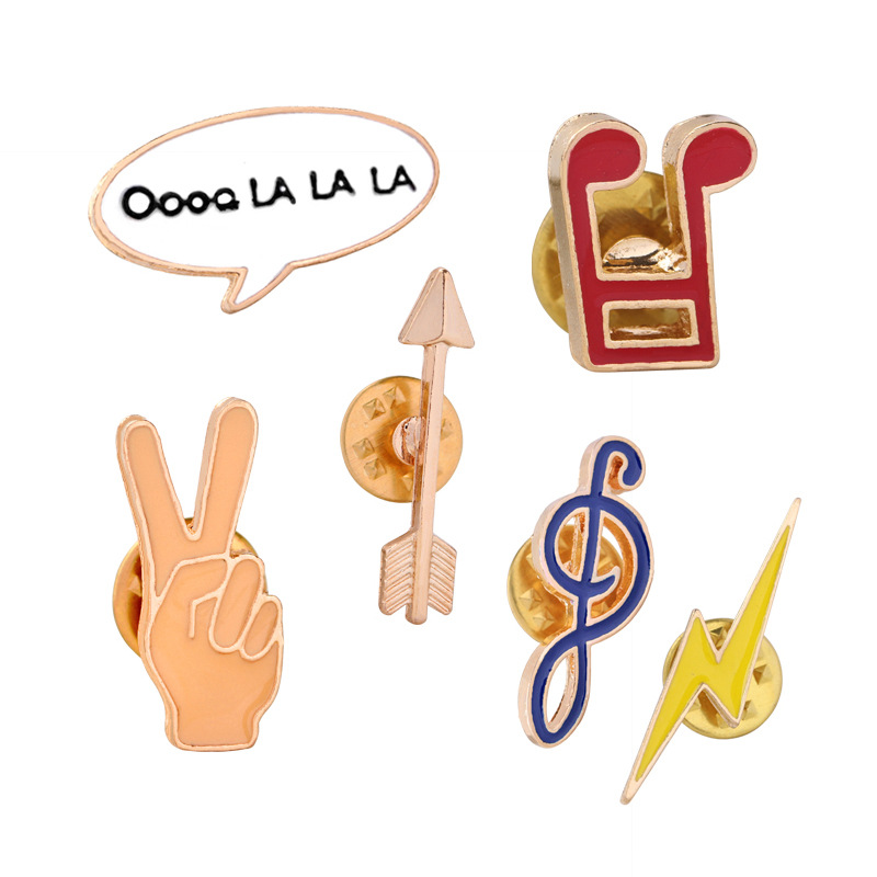 Musical Instrument Symbols - เข็มกลัดโลหะเคลือบลายสัญลักษณ์ดนตรีวินเทจ สำหรับติดเสื้อผ้า กระเป๋าเป้ ของขวัญสำหรับเพื่อน