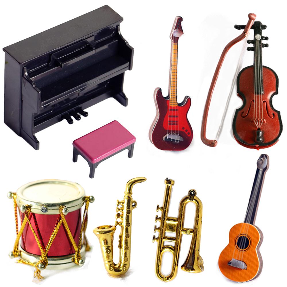 Musical Instrument Veena - Miniature ตุ๊กตาเครื่องดนตรี 1/12 Scale เปียโนไวโอลินกีตาร์กลองไมโครโฟนแซ็กโซโฟนทรัมเป็ตรุ่นตุ๊กตาอุปกรณ์เสริม