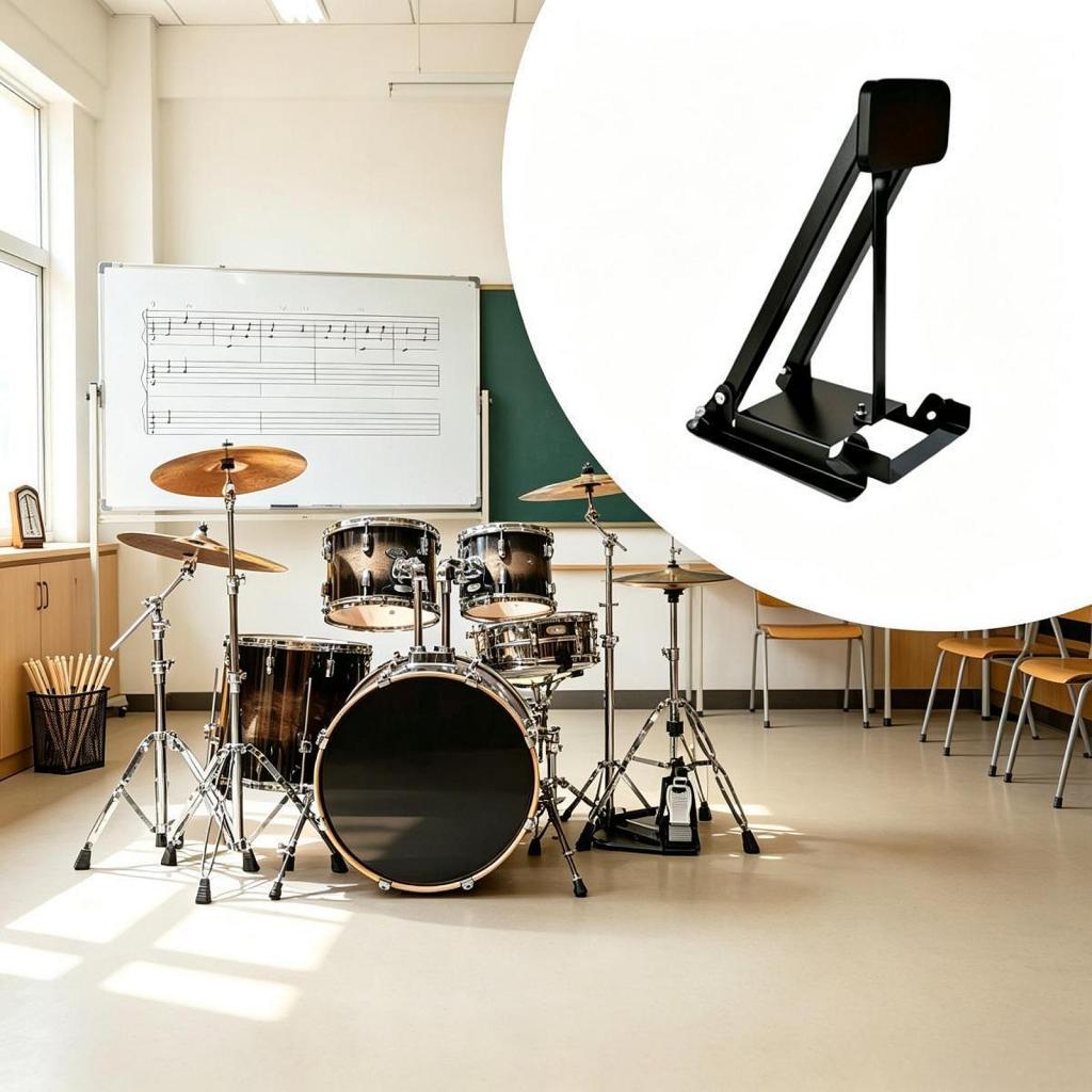 Musical Instrument Drum - แป้นซ้อมกลองเบสแบบมีเบาะรองขนาดกะทัดรัด สีดำ แป้นซ้อมกลองแบบเงียบ อุปกรณ์และเครื่องดนตรี