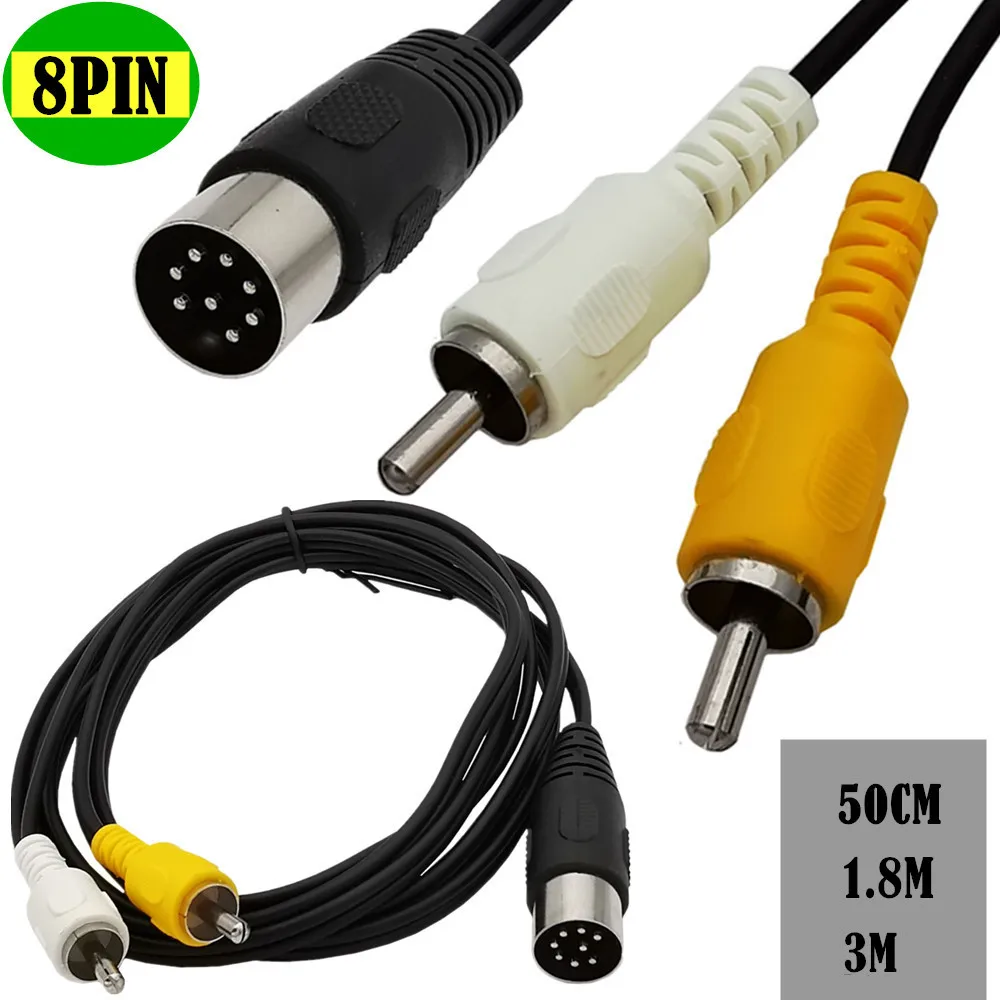 Musical Instrument Symbols - DIN สายเคเบิล8ขาเป็น2RCA 8Pin DIN ตัวผู้ปลั๊กอะแดปเตอร์เสียง2-RCA ตัวผู้สำหรับเครื่องดนตรีสายอุปกรณ์เครื่องเสียง