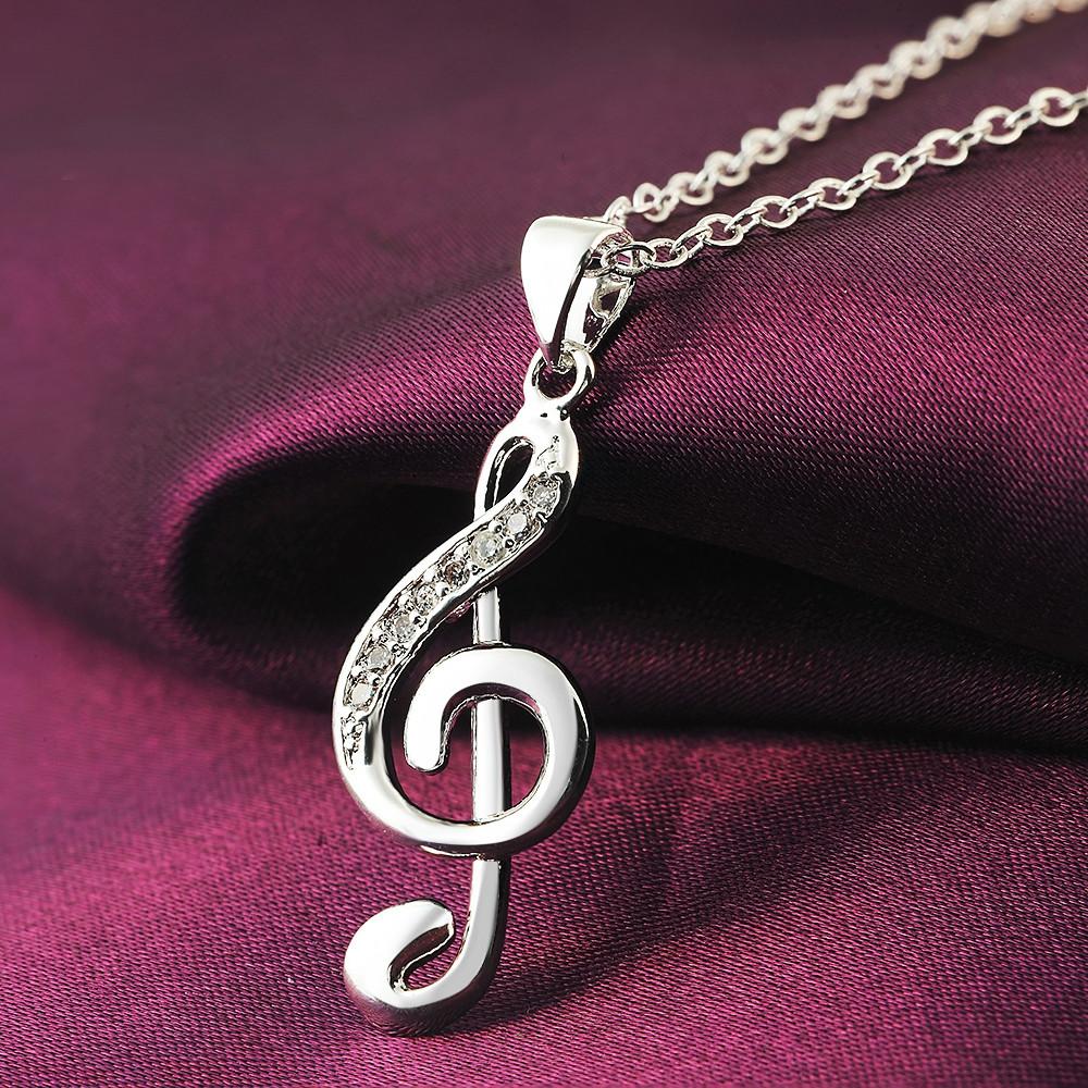 Musical Instrument Symbols - 45 ซม.18 นิ้ว 925 สร้อยคอเงินงานแต่งงานเครื่องประดับขายส่งผู้หญิงสร้างสรรค์สัญลักษณ์เพลงหินแฟชั่นหญิง