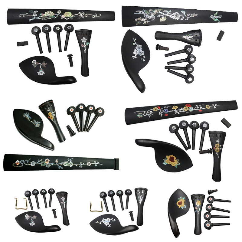 Musical Instrument Cello - ไม้มะเกลือฝังเปลือกหอยมุกอุปกรณ์ไวโอลินชุด 4/4 ไวโอลิน Fingerboard Tailpiece หมุด