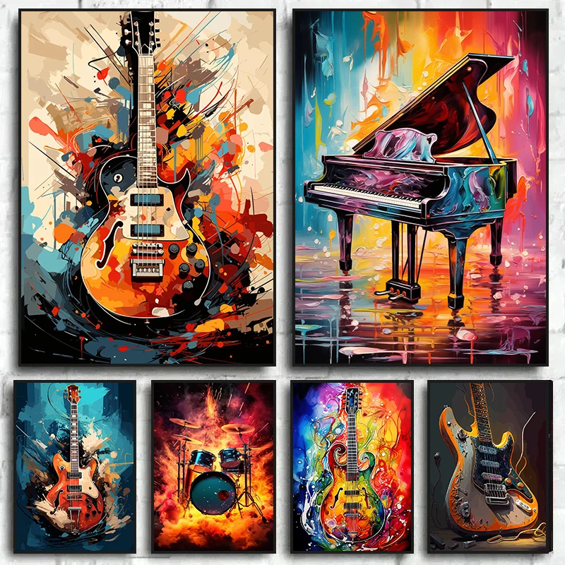 ภาพศิลปะนามธรรมสีสันสดใส เครื่ - Musical Instrument Drum บทวิจารณ์และราคา