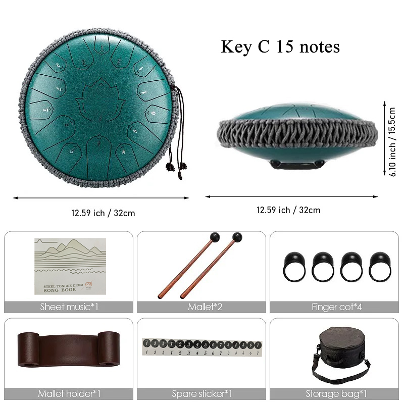 Hluru กลองกลูโคโฟนลิ้นกลองเหล็ - Musical Instrument Handpan บทวิจารณ์และราคา