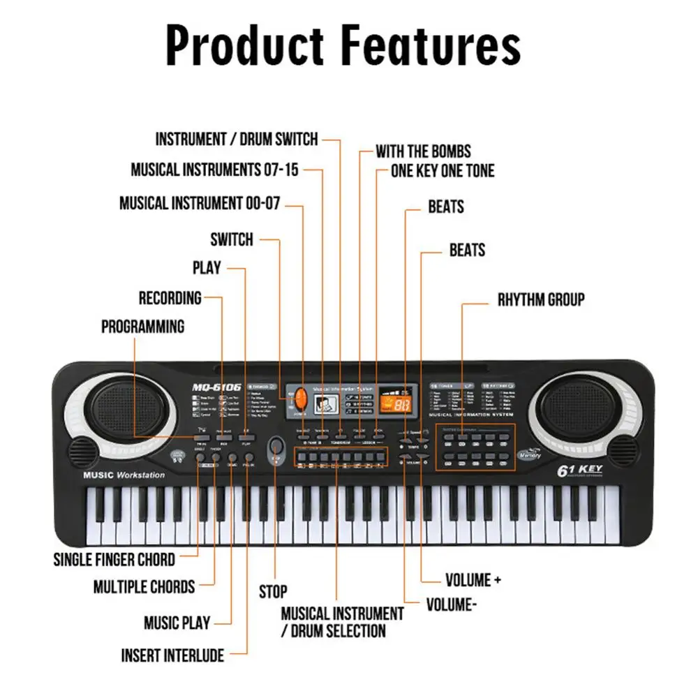 เด็กคีย์บอร์ดเปียโนอิเล็กทรอนิ - Musical Instruments Names บทวิจารณ์และราคา
